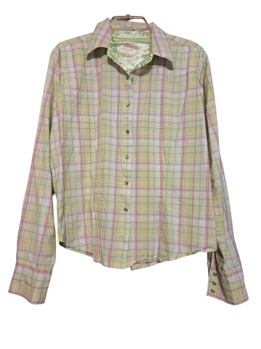 Women’s Pastel Plaid Button-Down Shirt